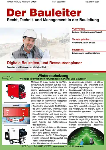 Ausgabe November 2021 Digitale Bauzeiten- und Ressourcenplaner