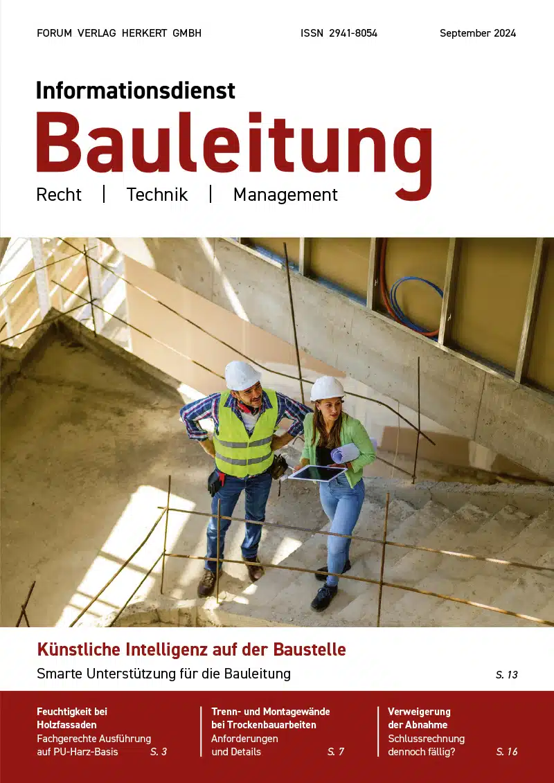 Ausgabe September 2024 Künstliche Intelligenz auf der Baustelle