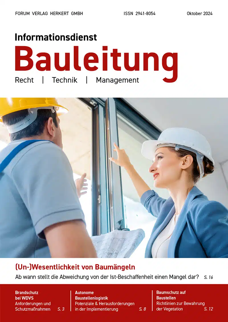 Ausgabe Oktober 2024 (Un-)Wesentlichkeit von Baumängeln